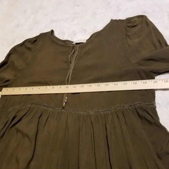 Altar'd State Top Womens Medium Green Boho Flowy Bell Sleeve Peasant Lace - Picture 8 of 10